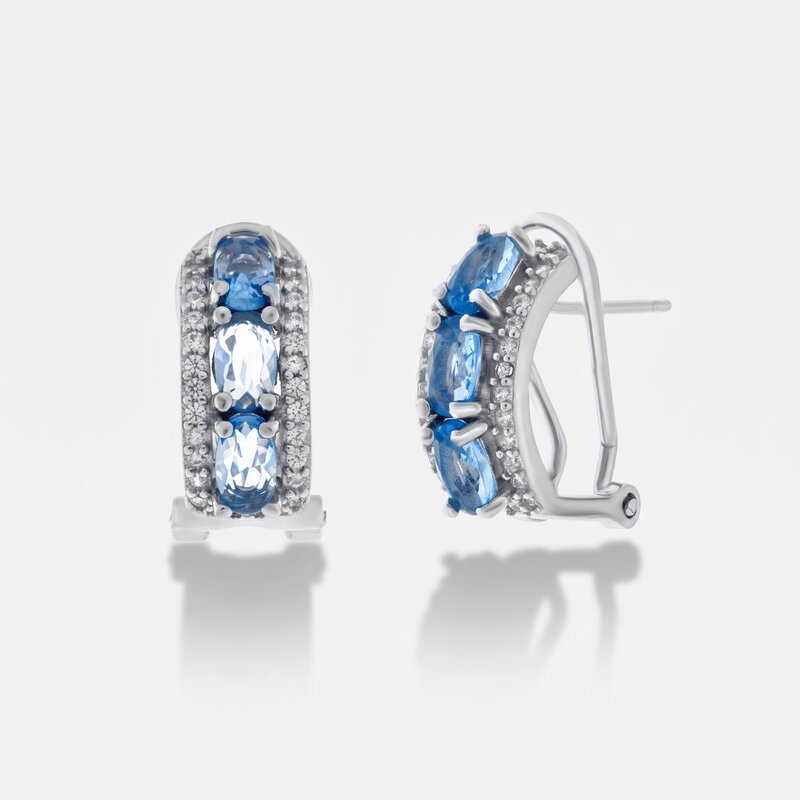 Orecchini in Argento 925 con zirconi azzurri e bianchi - BYSIMON gioielli
