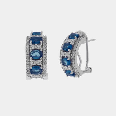 Orecchini argento 925 zirconi bianchi e blu - BYSIMON gioielli