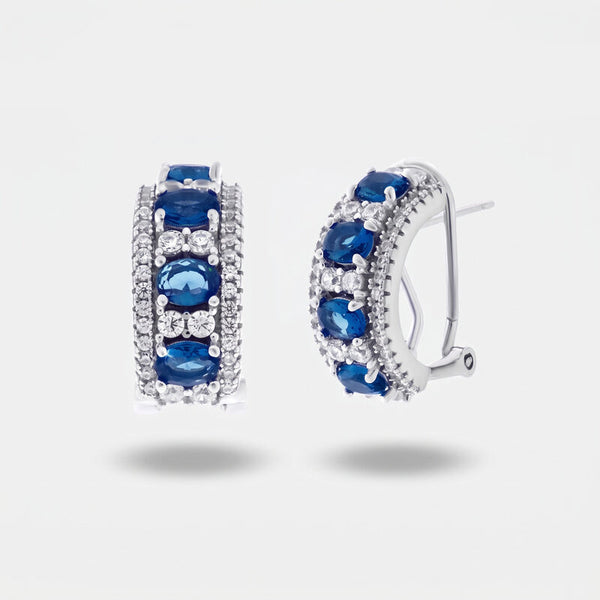 Orecchini argento 925 zirconi bianchi e blu - BYSIMON gioielli