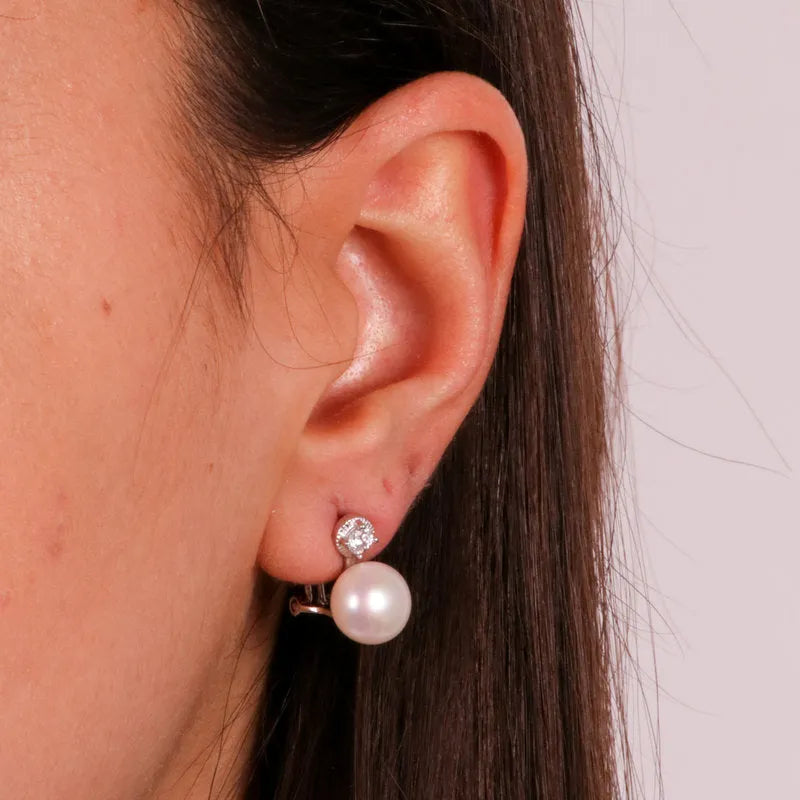 Orecchini in Argento 925 con zirconi e perle - BYSIMON gioielli
