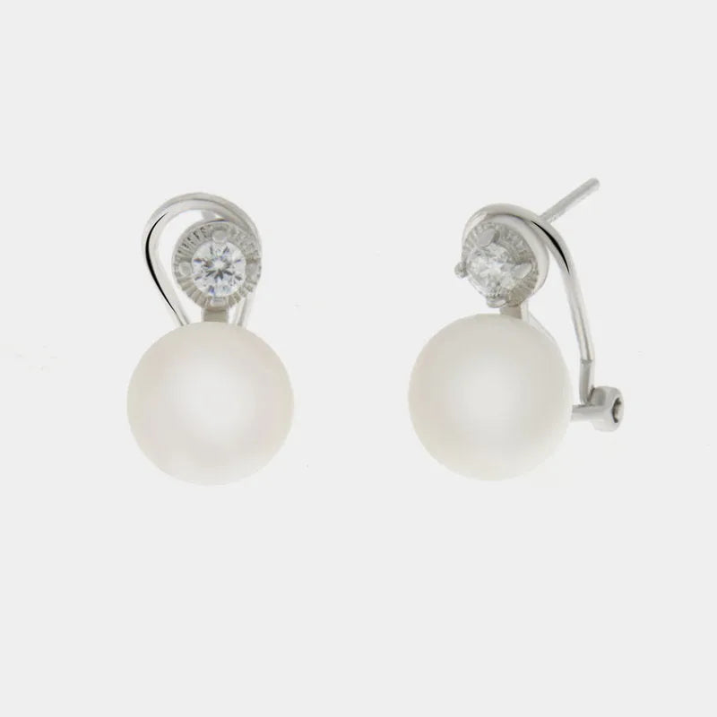 Orecchini in Argento 925 con zirconi e perle - BYSIMON gioielli