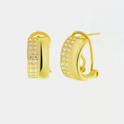 Orecchini in Argento 925 placcati oro con zirconi bianchi chiusura a scatto