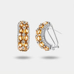 Orecchini in Argento 925 semicerchio con zirconi champagne - BYSIMON gioielli