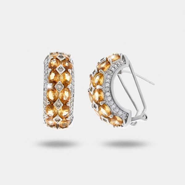 Orecchini in Argento 925 semicerchio con zirconi champagne - BYSIMON gioielli
