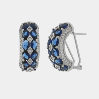 Orecchini in Argento 925 semicerchio con zirconi blu e bianchi