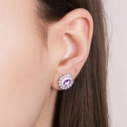 Orecchini in Argento 925 semicerchio con zirconi blu e bianchi