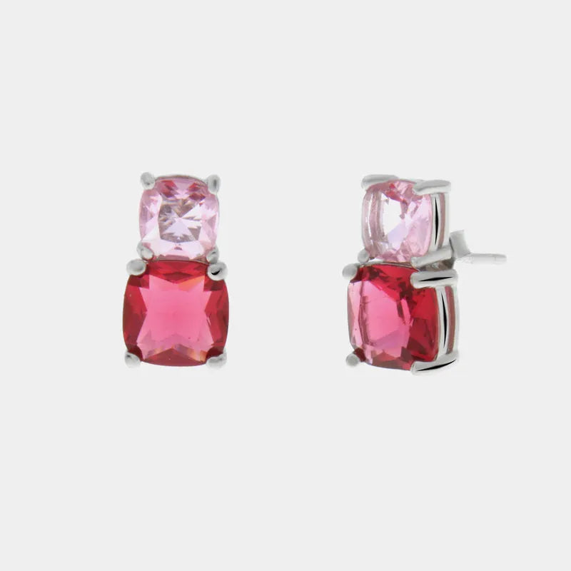 Orecchini in Argento 925 con zirconi e sfumature del rosa e rosso BYSIMON - gioiello BySimon