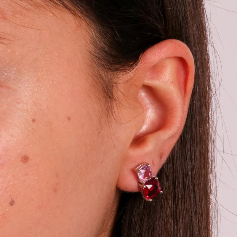 Orecchini in Argento 925 con zirconi e sfumature del rosa e rosso BYSIMON - gioiello BySimon