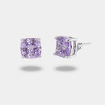 Orecchini in Argento 925 a lobo con zircone viola centrale - BYSIMON gioielli