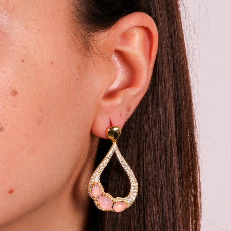 Orecchini in Argento 925 a goccia con zirconi rosa SIMEONE - gioiello BySimon