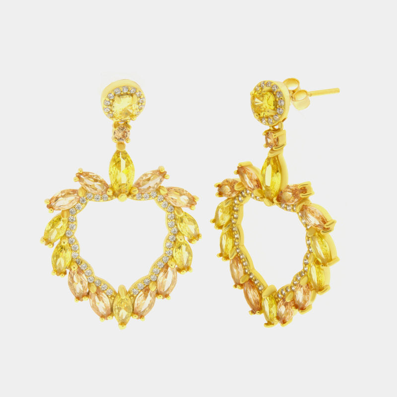 Orecchini in Argento 925 a forma di cuore con zirconi champagne SIMEONE - gioiello BySimon