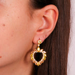 Orecchini in Argento 925 a forma di cuore con zirconi champagne SIMEONE - gioiello BySimon