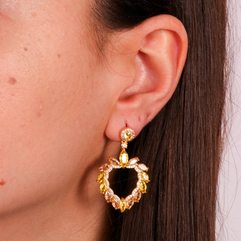 Orecchini in Argento 925 a forma di cuore con zirconi champagne SIMEONE - gioiello BySimon