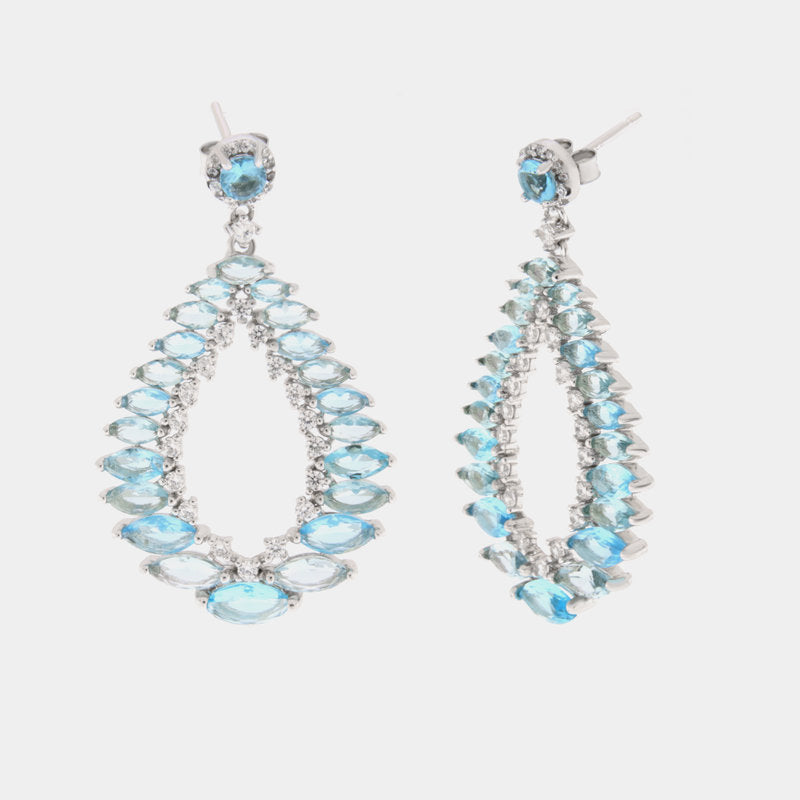 Orecchini in Argento 925 a goccia con zirconi azzurri SIMEONE - gioiello BySimon