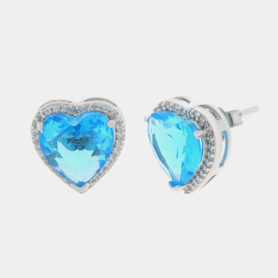 Orecchini in Argento 925 a lobo con cuore azzurro SIMEONE - gioiello BySimon