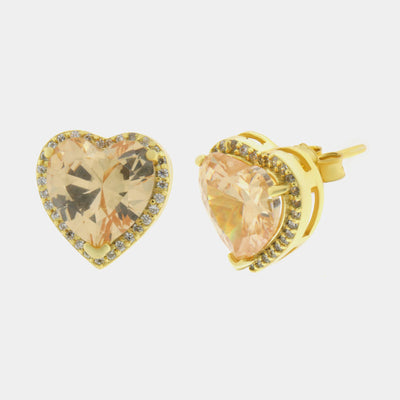 Orecchini in Argento 925 a lobo con cuore champagne SIMEONE - gioiello BySimon