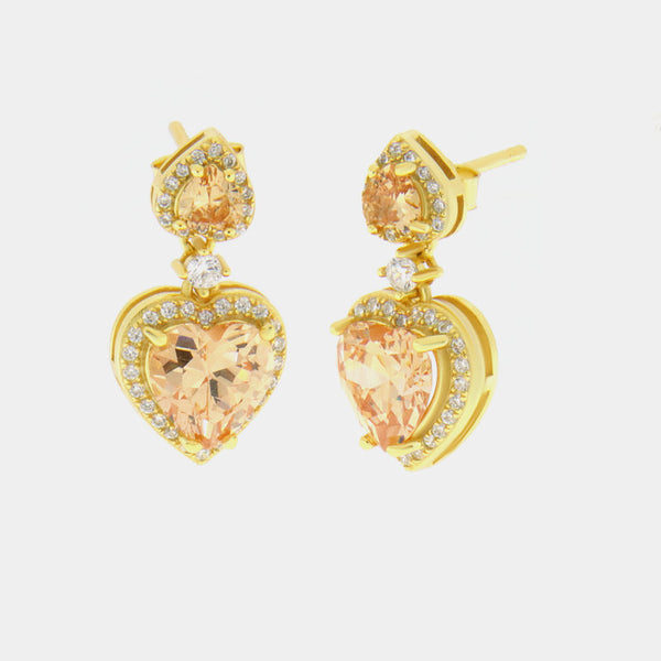 Orecchini in Argento 925 con cuori champagne SIMEONE - gioiello BySimon