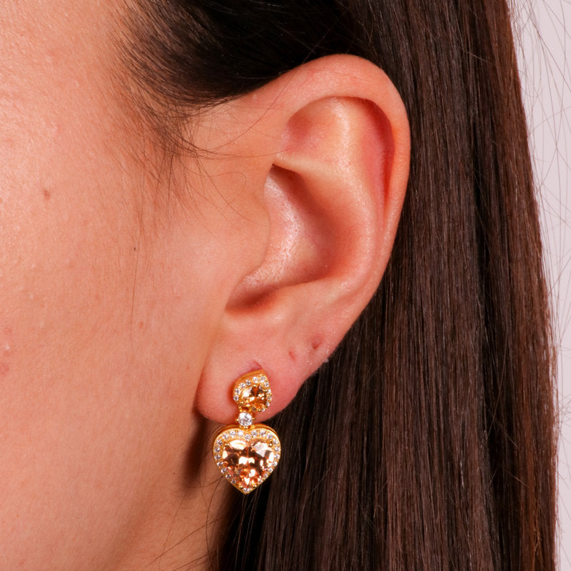 Orecchini in Argento 925 con cuori champagne SIMEONE - gioiello BySimon