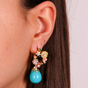 Orecchini in Argento 925 con fiori in madreperla e perla turchese