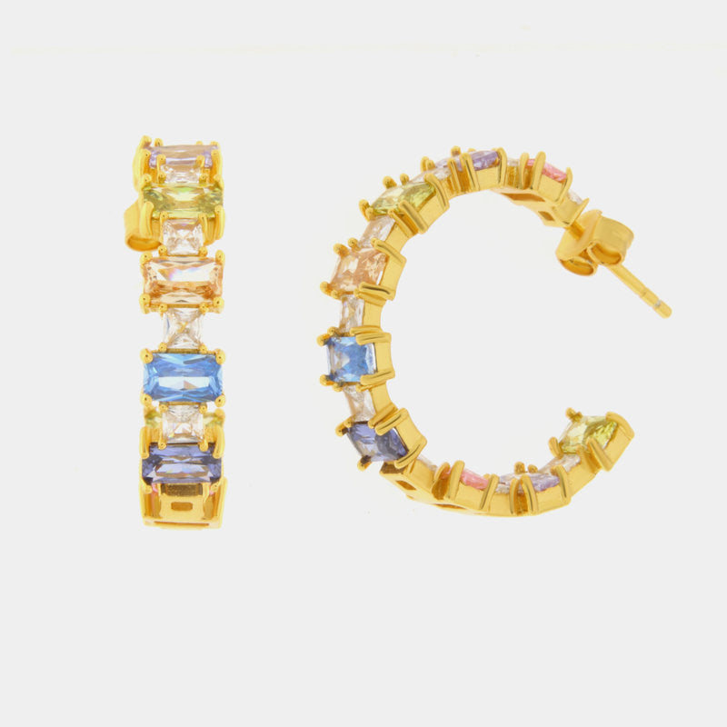 Orecchini in Argento 925 a cerchio con zirconi colorati SIMEONE - gioiello BySimon