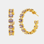 Orecchini in Argento 925 a cerchio con zirconi viola
