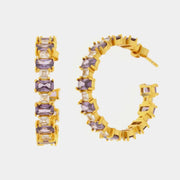 Orecchini in Argento 925 a cerchio con zirconi viola