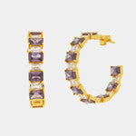 Orecchini in Argento 925 a cerchio con zirconi viola SIMEONE - gioiello BySimon