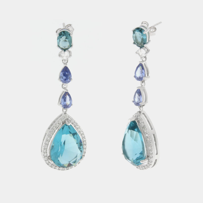 Orecchini in Argento 925 con zirconi azzurri SIMEONE - gioiello BySimon