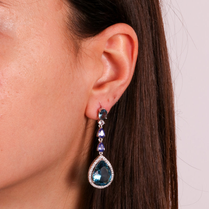 Orecchini in Argento 925 con zirconi azzurri SIMEONE - gioiello BySimon