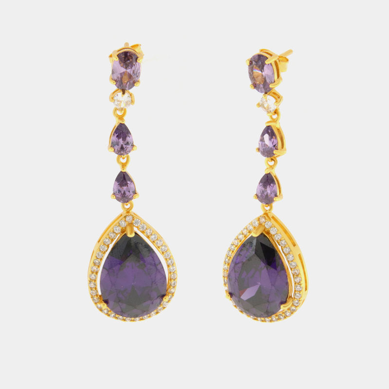 Orecchini in Argento 925 a goccia viola SIMEONE - gioiello BySimon