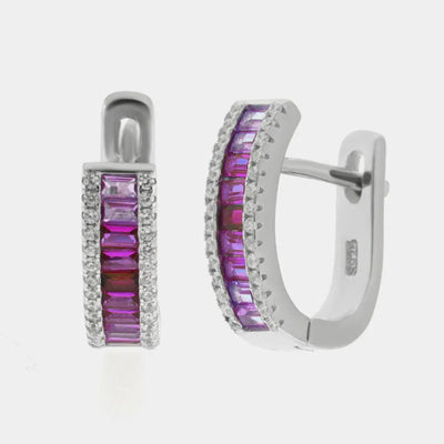 Orecchini in Argento 925 con chiusura  cerniera nelle sfumature del viola - BYSIMON gioielli