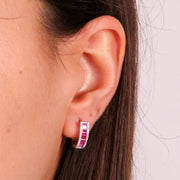 Orecchini in Argento 925 con chiusura  cerniera nelle sfumature del viola