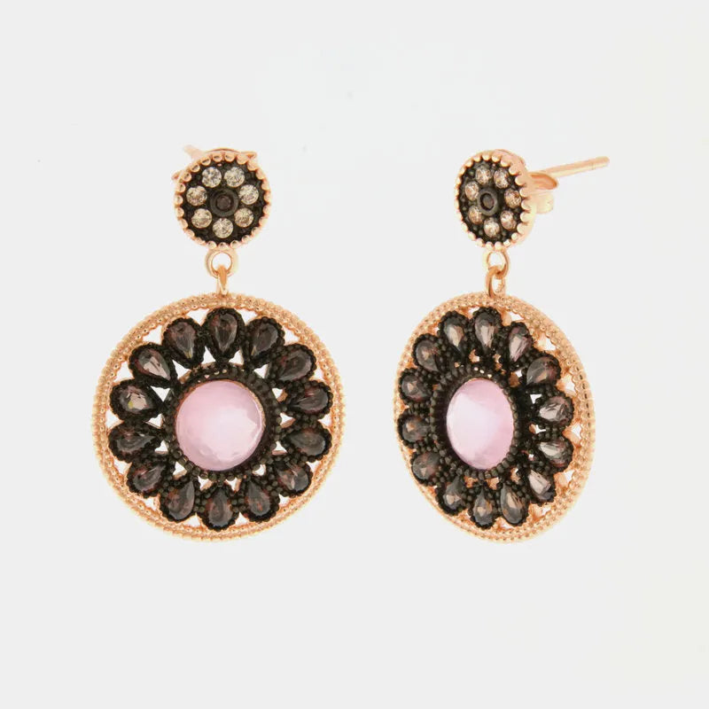 Orecchini in Argento 925 in stile antico con fiore e zirconi Collezione Novecento - BYSIMON gioielli
