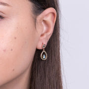 Orecchini in Argento 925 in stile antico con goccia e fiore a lobo