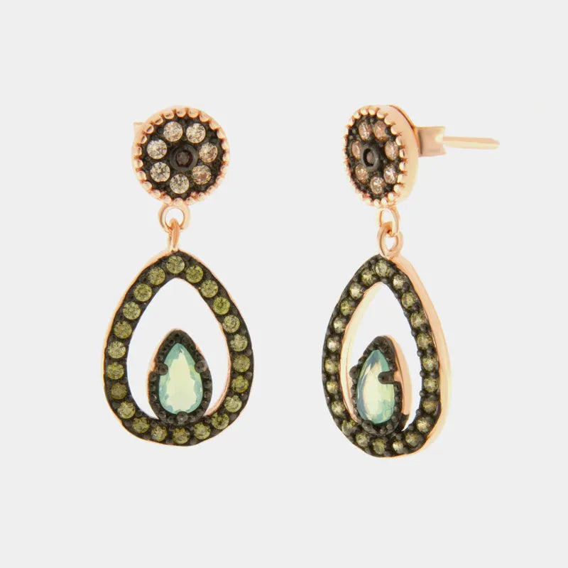 Orecchini in Argento 925 in stile antico con goccia e fiore a lobo Collezione Novecento - BYSIMON gioielli