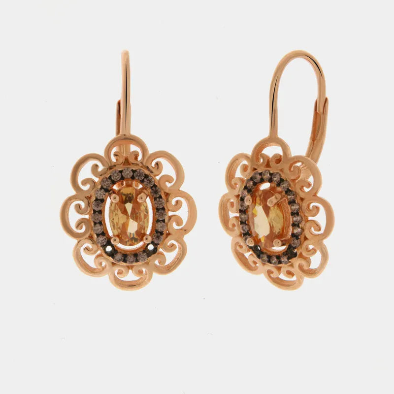 Orecchini in Argento 925 in stile antico con fiore Collezione Novecento - BYSIMON gioielli