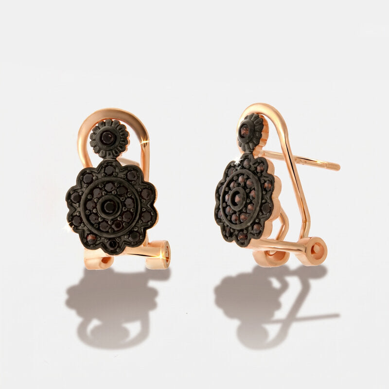 Orecchini in Argento 925 in stile antico con fiore Collezione Novecento - BYSIMON gioielli