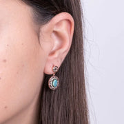 Orecchini in Argento 925 in stile antico ovale con zirconi