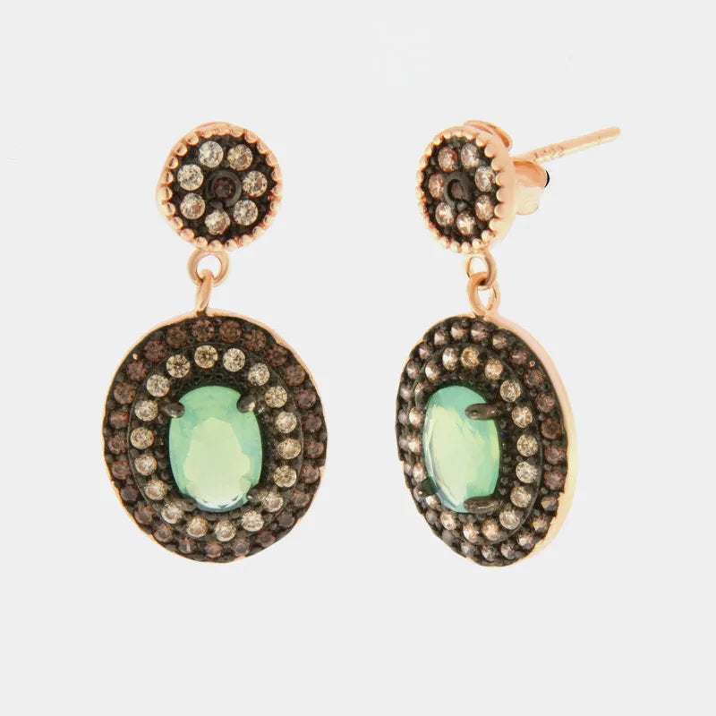 Orecchini in Argento 925 in stile antico ovale con zirconi