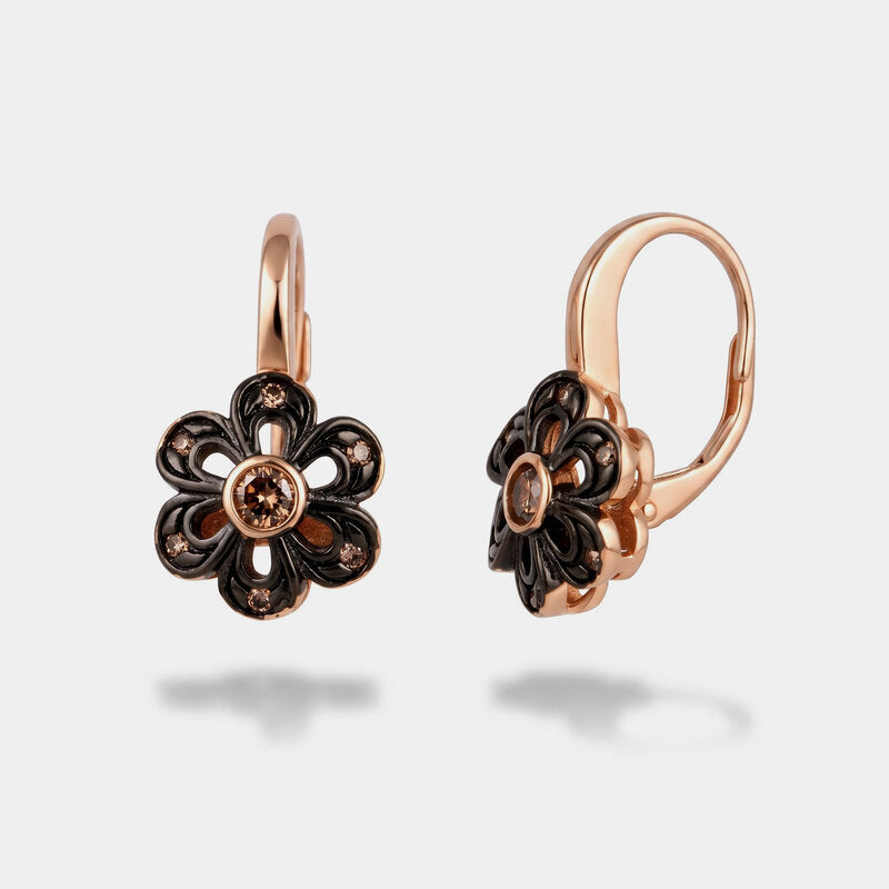 Orecchini in Argento 925 in stile antico con fiore Collezione Novecento - BYSIMON gioielli