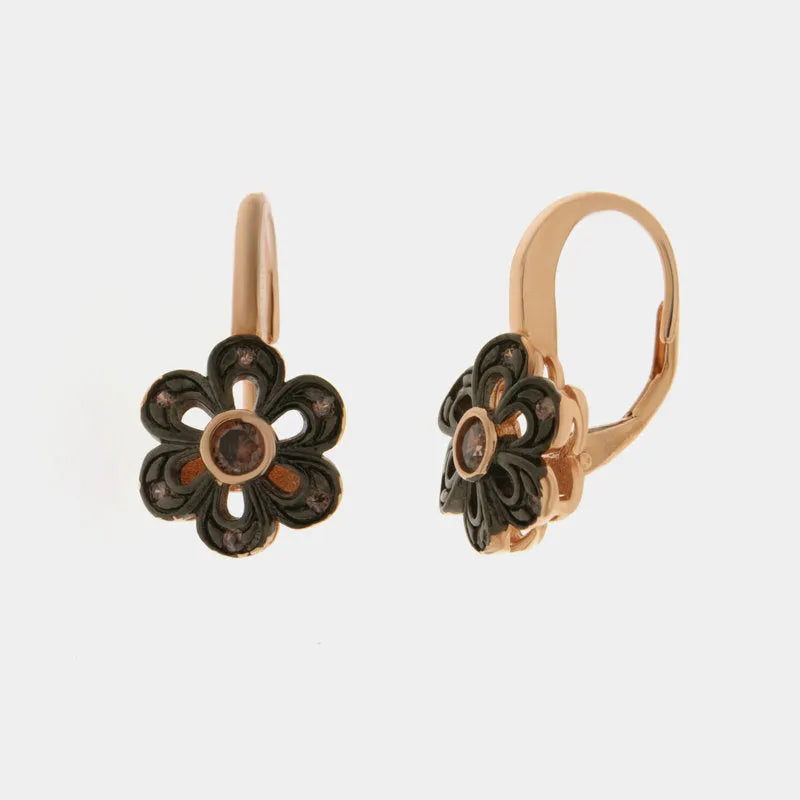 Orecchini in Argento 925 in stile antico con fiore Collezione Novecento - BYSIMON gioielli