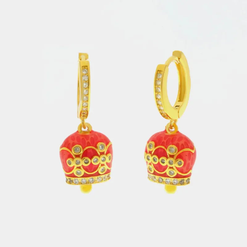 Orecchini in Argento 925 con campanella arancio