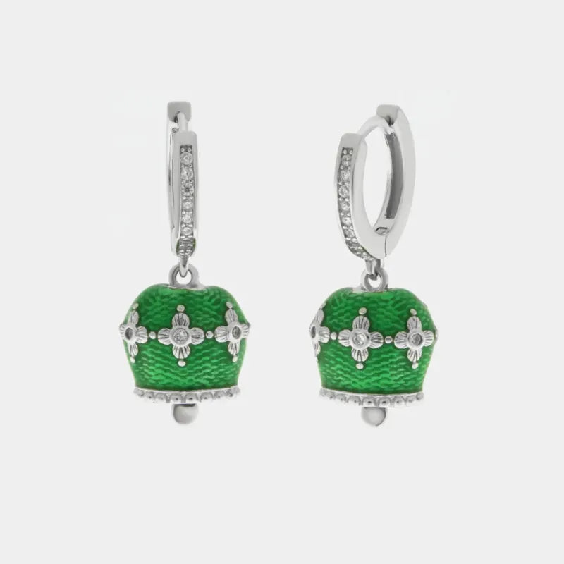 Orecchini in Argento 925 con campanella verde
