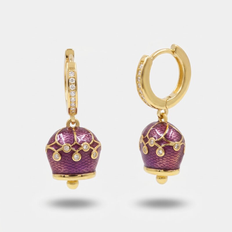 Orecchini in Argento 925 con campanella viola