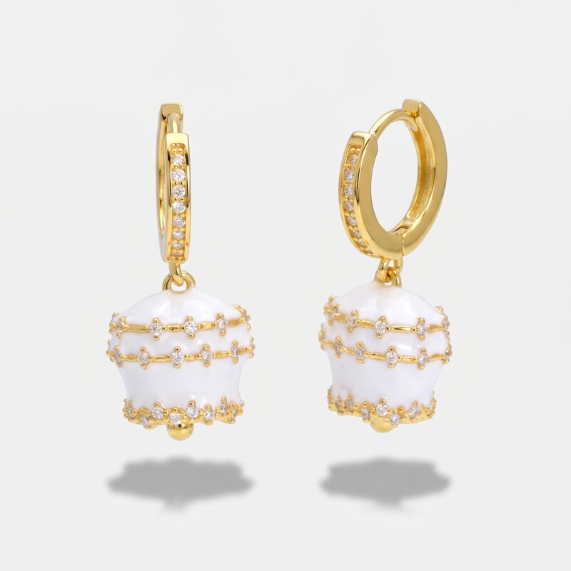 Orecchini in Argento 925 con campanella bianca