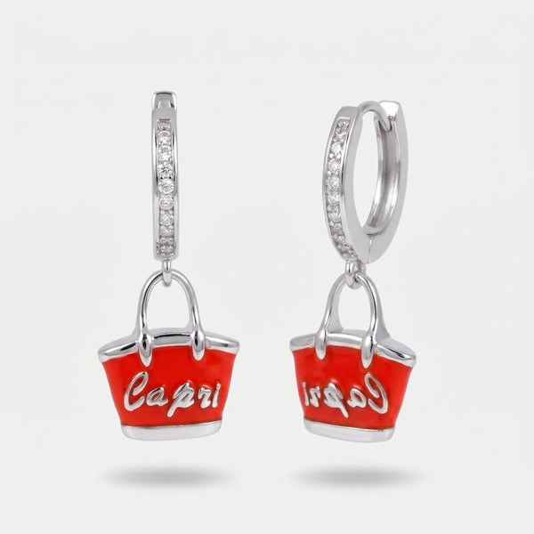 Orecchini in Argento 925 con borsetta rossa - BYSIMON gioielli