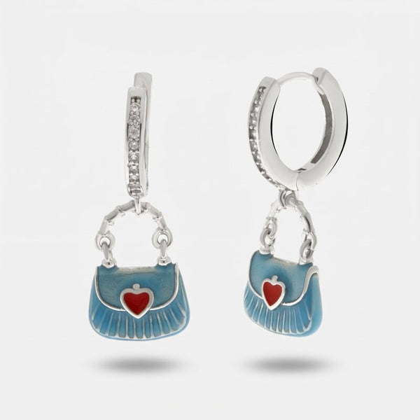 Orecchini argento 925 con borsetta azzurra - BYSIMON gioielli
