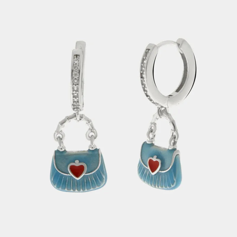 Orecchini in Argento 925 con borsetta azzurra