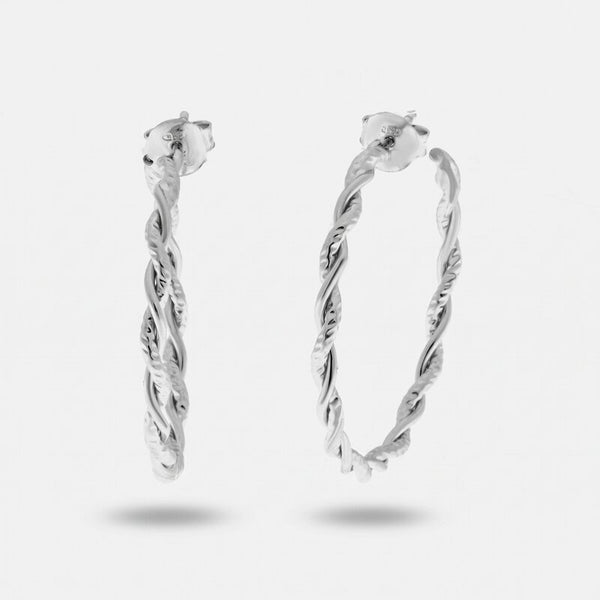 Orecchini in Argento 925 cerchio intrecciato placcati rodio - BYSIMON gioielli