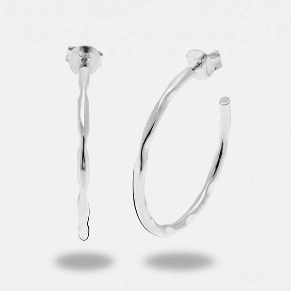 Orecchini in Argento 925 cerchio liscio placcati rodio - BYSIMON gioielli